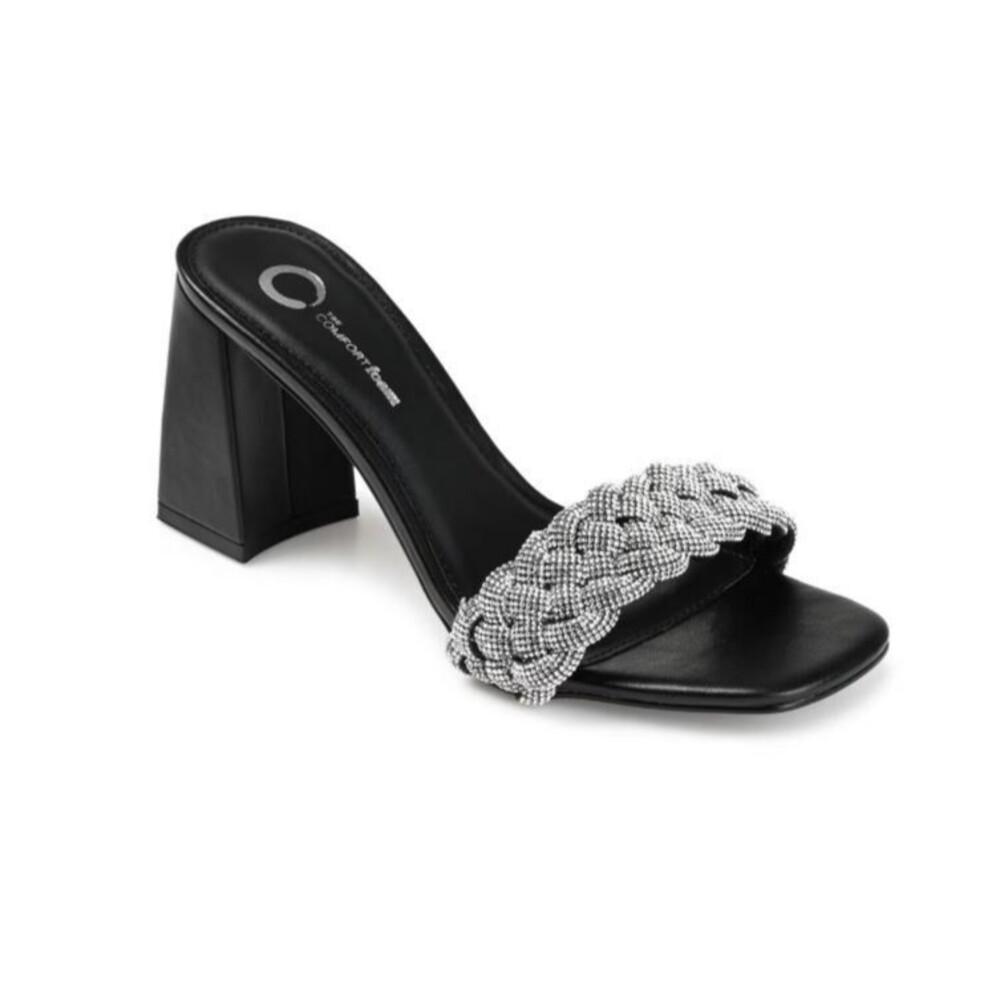 Journee Collection Sashaa Block Heel Slide Sandals Black Size 7.5 – New in Box